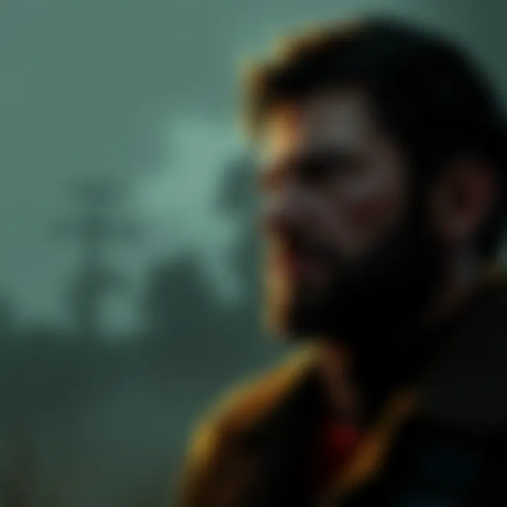 Kenny, a character from The Walking Dead: Game, looking pensive with a somber background, reflecting on his choices