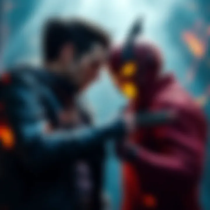 Kessler and Evil Delsin Showdown Kessler and Evil Delsin face off in a dramatic setting, showcasing their powers and conflict over conduits.