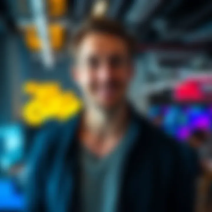 Kevin Rose stands in a modern office in Silicon Valley, showcasing a tech-savvy environment.