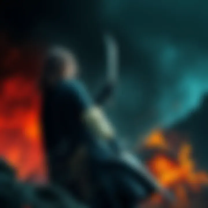 Kevin as the Tarnished in Elden Ring An action scene with Kevin dressed as the Tarnished, wielding a sword and standing in a dark, magical landscape from Elden Ring.