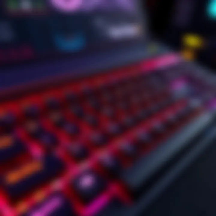 Key bindings setup for gaming A computer keyboard showing various key bindings used by gamers, with highlighted keys for main inputs and additional bindings, representing the Sayo/Wooting UwU community.