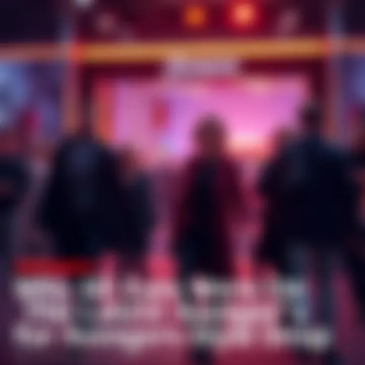 Key Figures Exiting Suddenly A group of important characters leaving an event dramatically, resembling an Avengers-like moment, with surprised onlookers in the background.