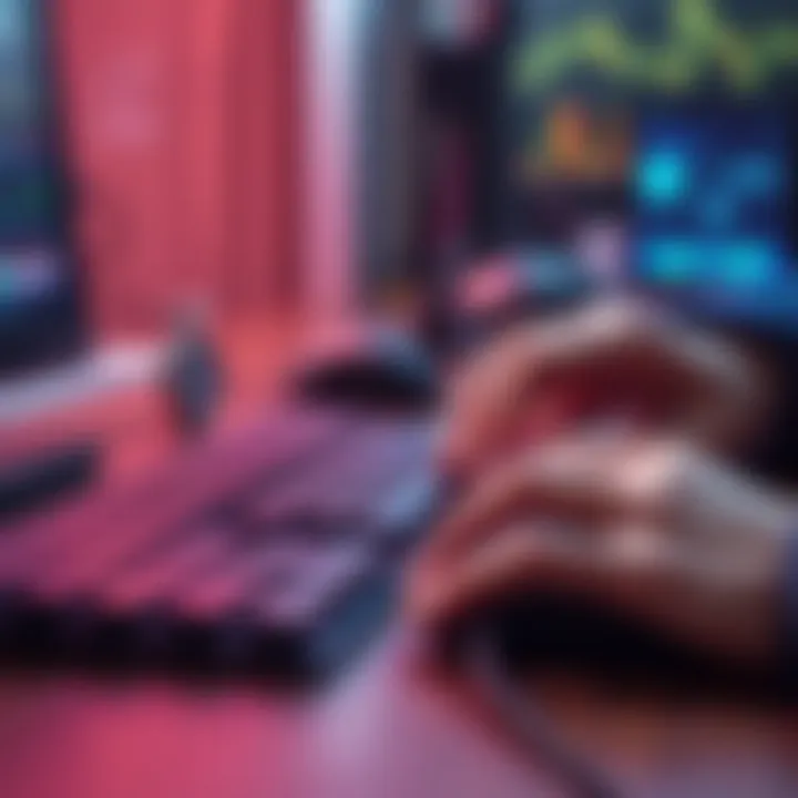 A person tests keyboard and mouse reaction time with a stopwatch, showing differences in speed.