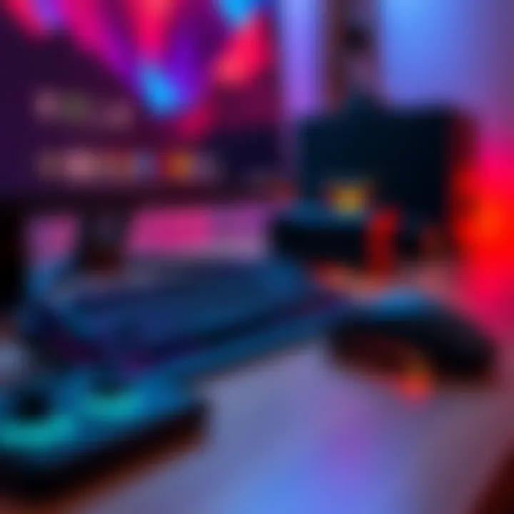 Keyboard and Mouse Setup A gaming setup featuring a keyboard and mouse alongside a computer monitor, illustrating the transition from controller to keyboard and mouse in gaming.