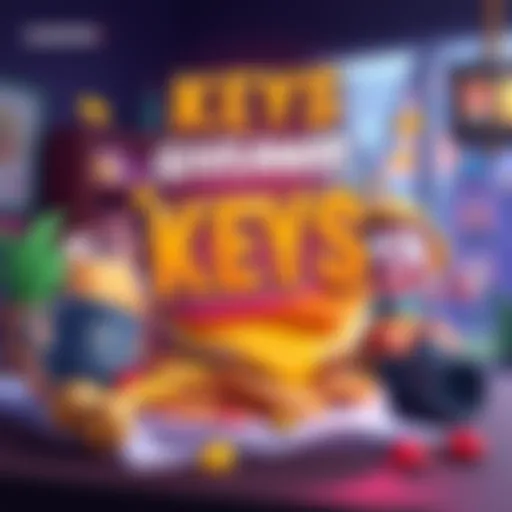 A colorful graphic showing a giveaway for game keys, featuring fun elements like breakfast food and game characters, inviting people to participate by sharing their breakfast.