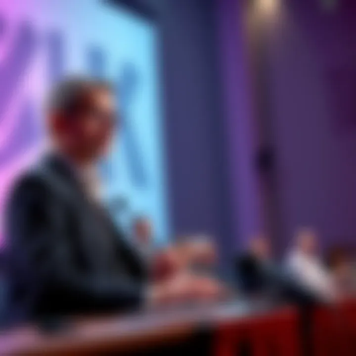 Kick Founder Criticizes Twitch The founder of Kick speaking at a press conference, addressing concerns about Twitch's multistreaming bans, emphasizing fairness for creators.