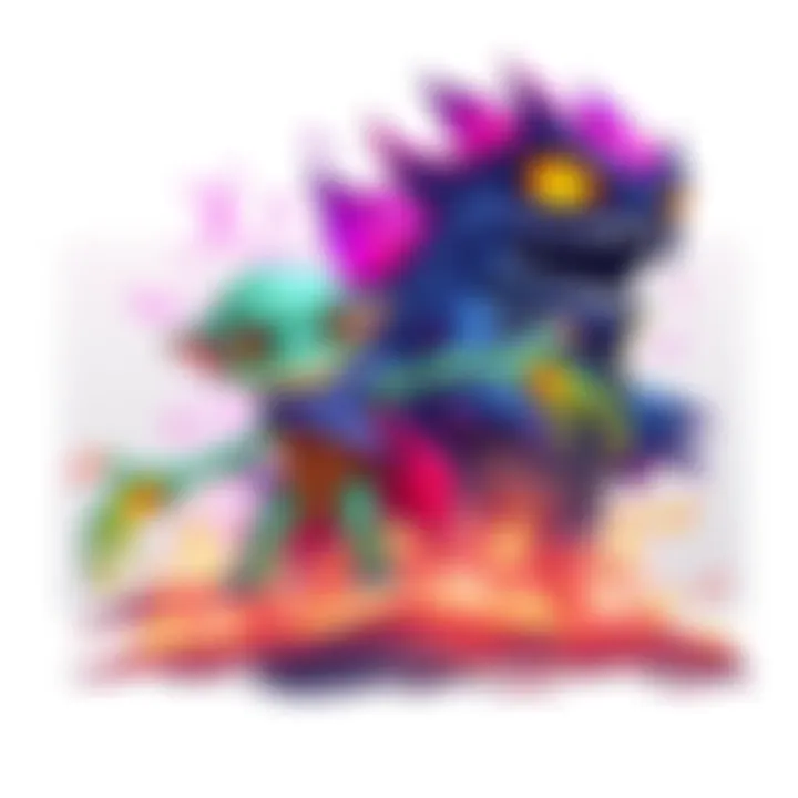 A colorful illustration showing the Kid Kaiju character alongside the Leviathan Mother card, emphasizing their different designs and features in the card game.