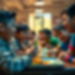 Group of children enjoying lunch with one boy playfully using the word 'lugga'