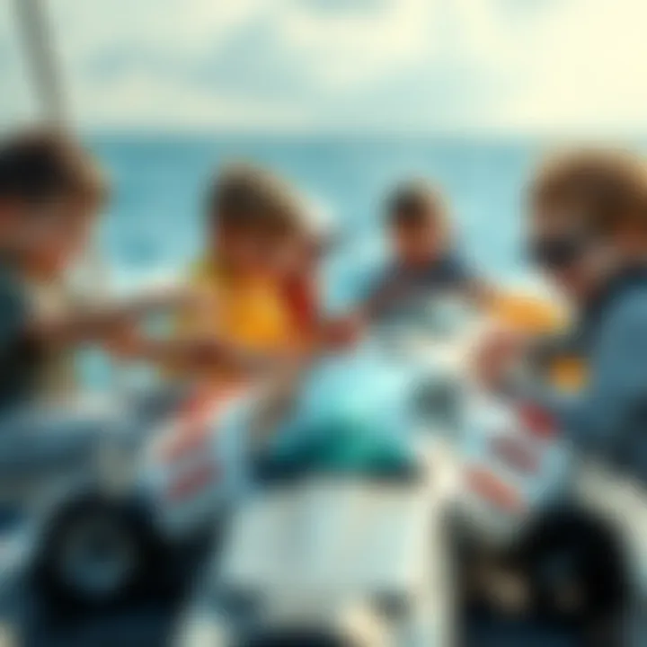 Children engaging with various boat-themed games, showcasing their excitement and love for maritime adventures