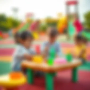 Kids Playing on a Creative Playground A group of children engaging in imaginative play on a colorful playground, using various creative tools and equipment.