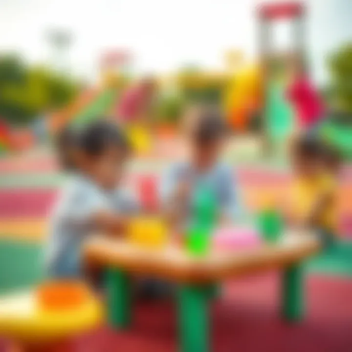 Kids Playing on a Creative Playground A group of children engaging in imaginative play on a colorful playground, using various creative tools and equipment.