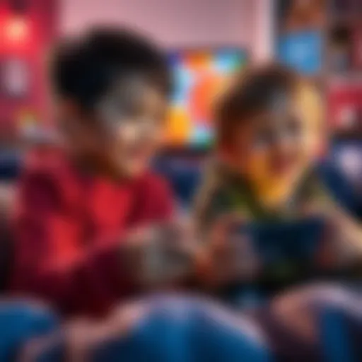 Two children enjoying a split-screen game on a PlayStation 4, discussing Brothers: A Tale of Two Sons and It Takes Two