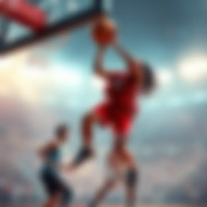 Kiileerrz attempting a tricky shot off the backboard during a basketball game as KC prepares to clear the ball away.