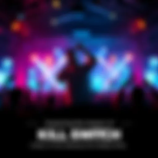 A Kill Switch artist performing on stage with vibrant lights and enthusiastic crowd