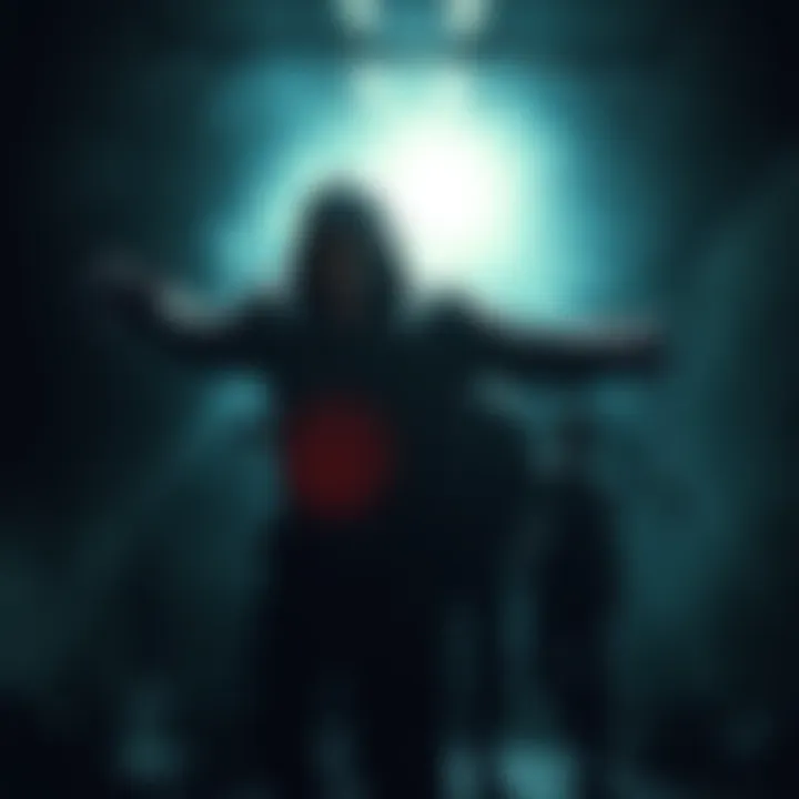 A killer character chasing a survivor in a dark, spooky environment with tension in the air