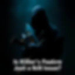 A shadowy figure dressed in dark clothing holds various tools, symbolizing crime. The setting is dimly lit to convey a sinister mood.