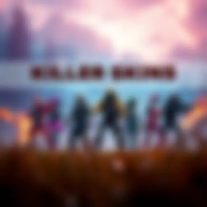 Several killer skins designed to match the new map's vibe, showcasing vibrant colors and styles, standing out on a battlefield backdrop.