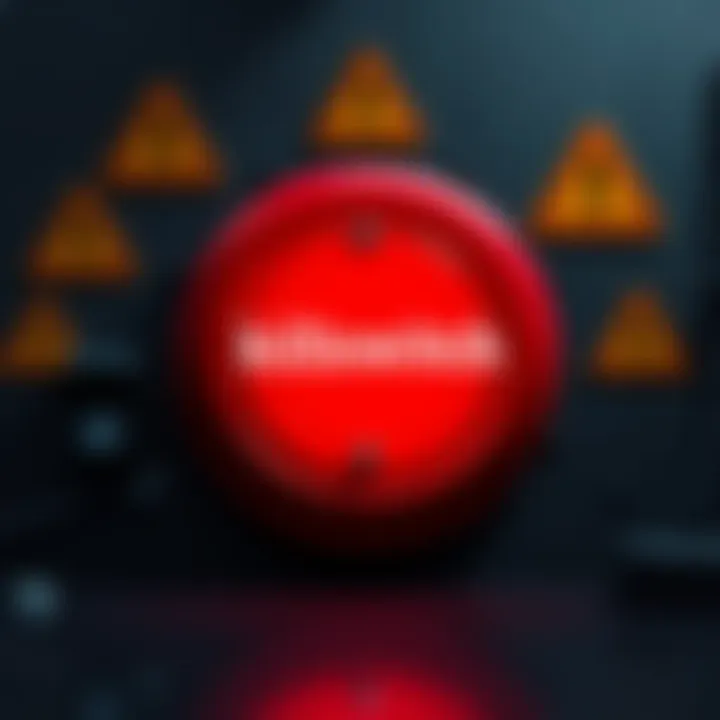 A large red button labeled 'Killswitch' surrounded by warning signs, symbolizing urgency and safety concerns.