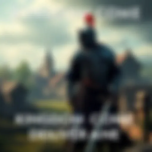 A scene from Kingdom Come Deliverance featuring a knight in armor exploring a medieval village