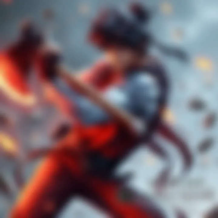 Kintaro in combat stance showing enhanced attacks with AXES A- gear, showcasing his strength and damage metrics.