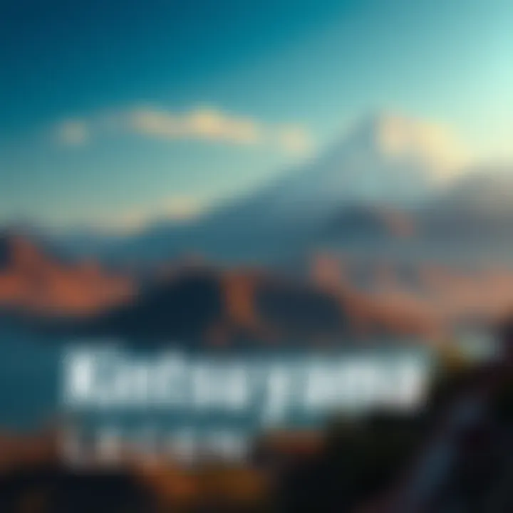 A depiction of Kintsugiyama, showcasing a scenic California landscape with mountains and a clear sky, symbolizing the legend's cultural roots.