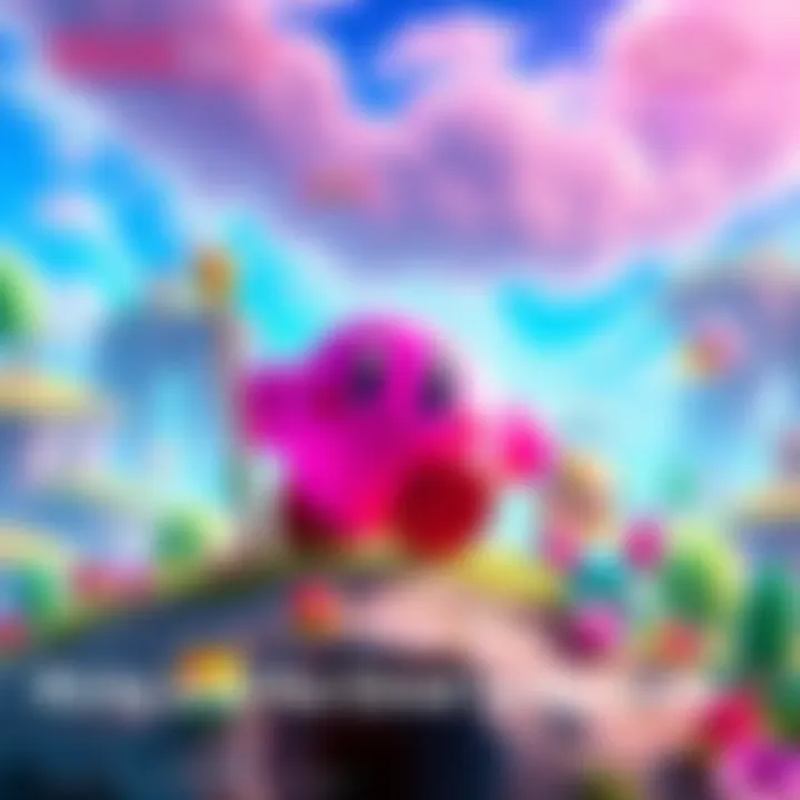 Kirby in a vibrant new world Kirby exploring a colorful landscape filled with new friends and challenges
