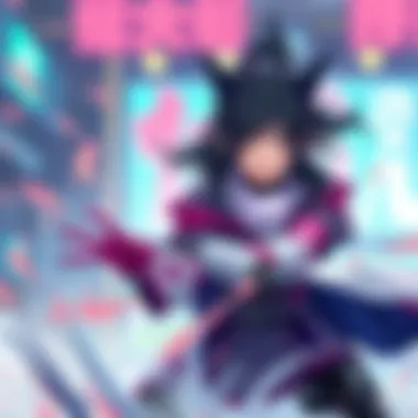 A dynamic scene of Kiriko using her abilities in a competitive gaming match, illustrating her role in a Grandmaster lobby.