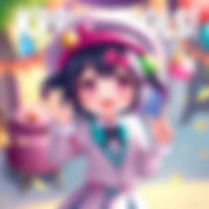 Kiriko character in a playful outfit celebrating April Fools Day with festive decorations and a fun expression