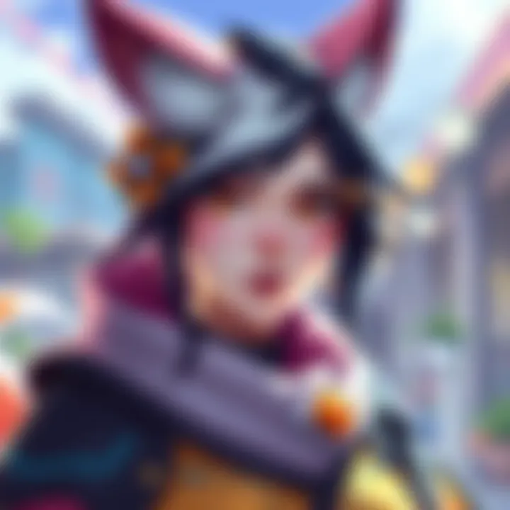 Kiriko Character Portrait Colorful portrait of Kiriko from Overwatch, showcasing her fox motifs and healing abilities, with a vibrant background of the game's world.