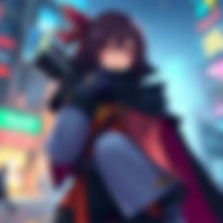 Kiriko character wearing large gloves and a uniquely styled cape, showcasing her bold fashion in a gaming setting.