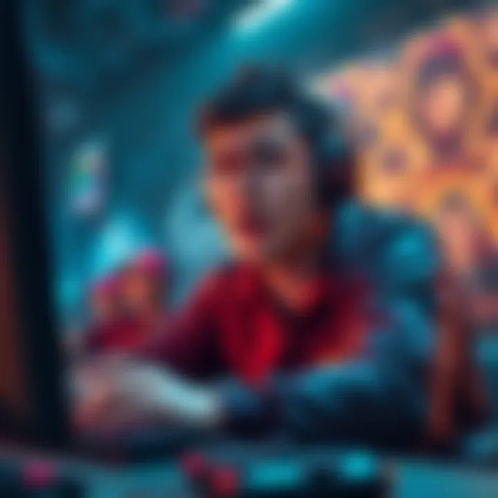 A Kiriko player shows frustration while gaming, with visuals of a chaotic team environment in the background.