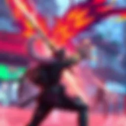 A player character defeating a Kitsune Kill Squad, showing the squad being overpowered in a vibrant game environment.