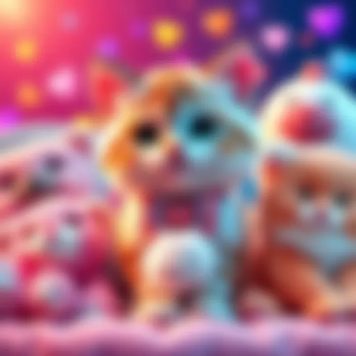 Kitty Fluffy Kiss Kiss Bundle An adorable collection of cat-themed items for pet lovers, featuring plush toys and accessories.