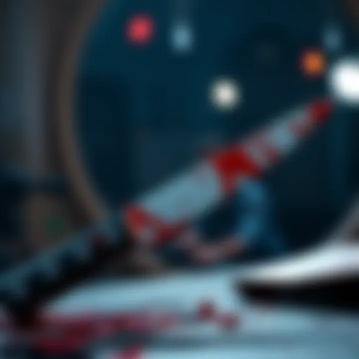 Knife and gore effects A knife with realistic blood splatter on a film set, hinting at possible dismemberment scenes in upcoming remakes