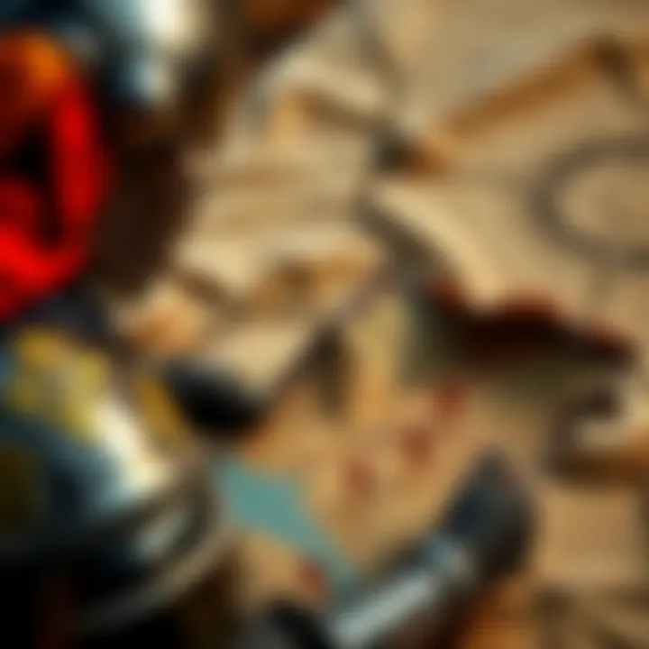 Knight exploring a medieval map A knight examining a detailed medieval map with various quest markers, symbolizing exploration and guidance in Kingdom Come: Deliverance II gameplay.