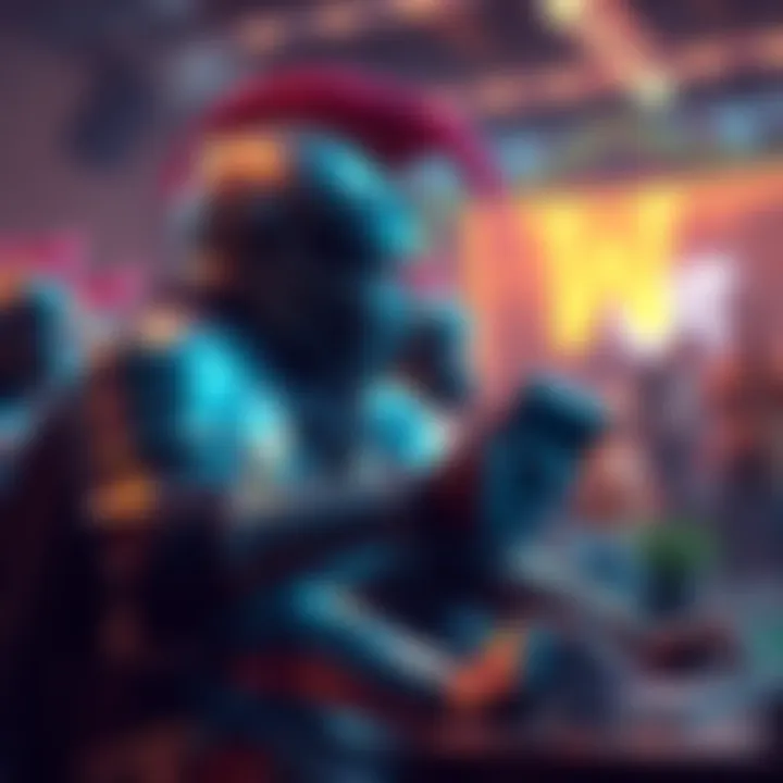 A knight character playing a game, surrounded by a lively chat, showcasing epic gameplay.