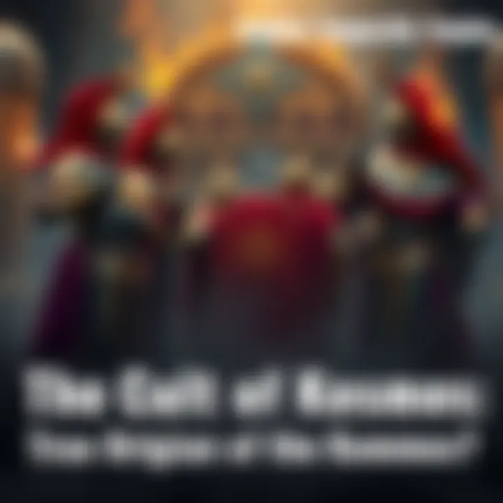 A depiction of Knights Templar warriors alongside symbols of the Cult of Kosmos in a historical setting.