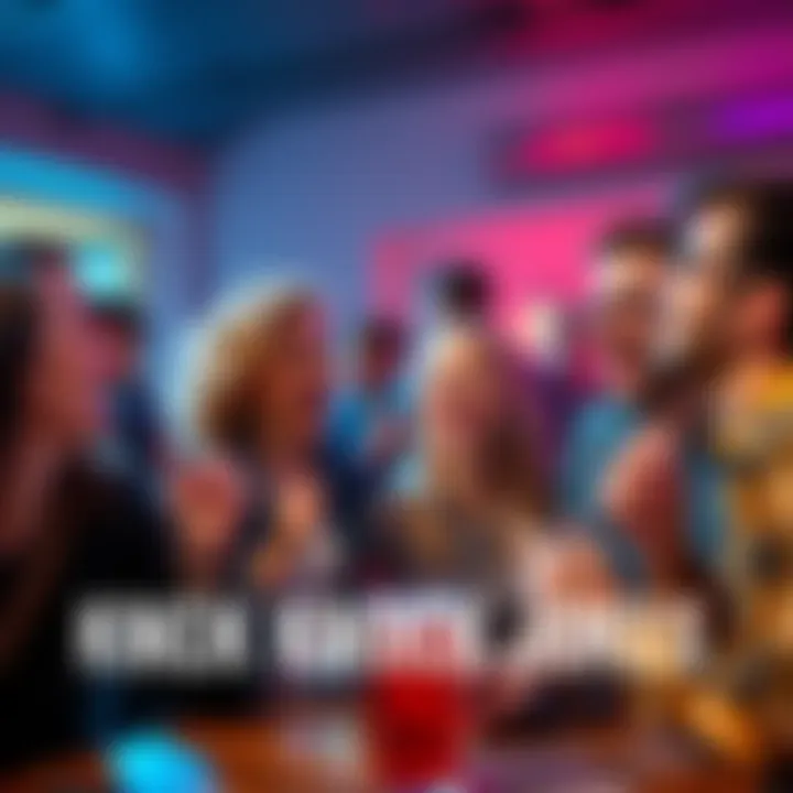 A group of people enjoying knock knock jokes at a party, sharing laughs and smiles