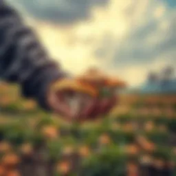A person holding unidentified mushrooms in a field in Kodaikanal, showing curiosity about their safety for consumption