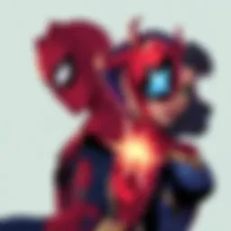 Illustration of Spider-Man and Ms. Marvel showcasing styles resembling Kohei Horikoshi's work.
