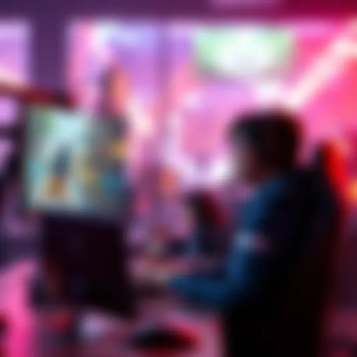 A skilled Korean gamer shares tips on FPS gameplay and hero selection at a gaming setup with a monitor and keyboard
