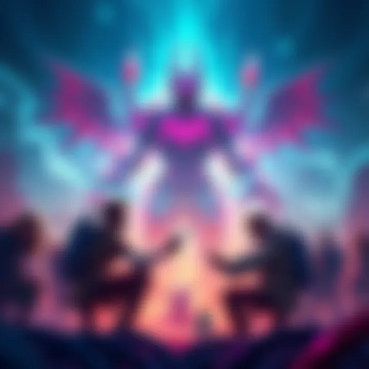 A team of players strategizing against the Koregos Worldline Boss in an action-packed game setting.