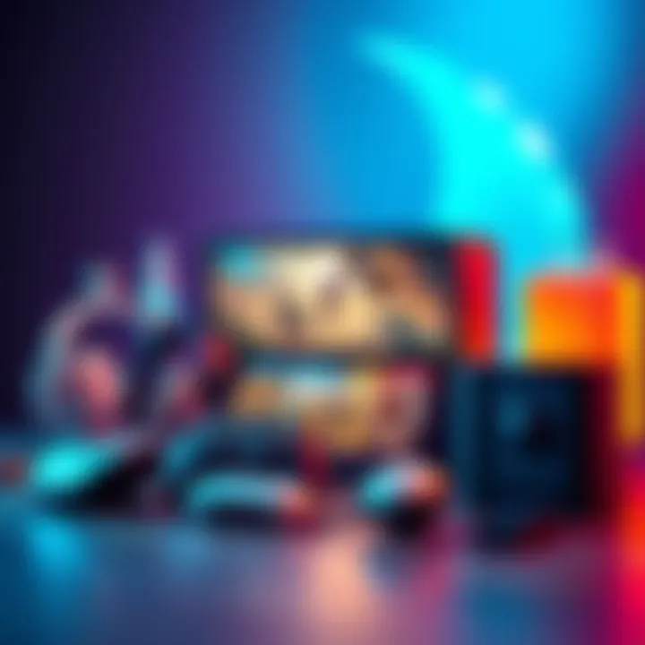 A colorful display of the new KPDH gaming bundle featuring game titles and accessories.