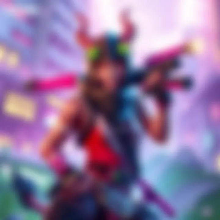 A stylish character inspired by K-Pop culture, dressed as a demon hunter in a vibrant Fortnite setting.