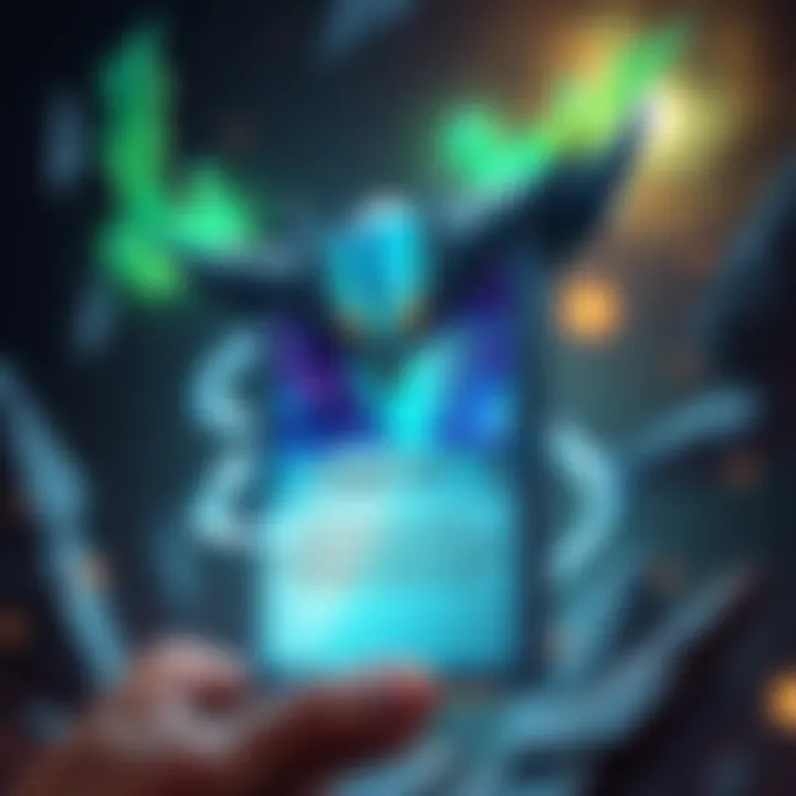 A graphic showing the Kraglin card with a glowing effect, emphasizing its unique ability to banish the top card of a deck, illustrating energy and power gain features.