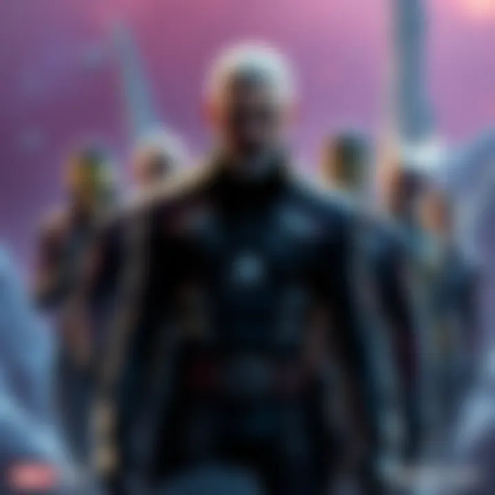 Kraglin stands with a group of Guardians, showcasing his unique look and demeanor
