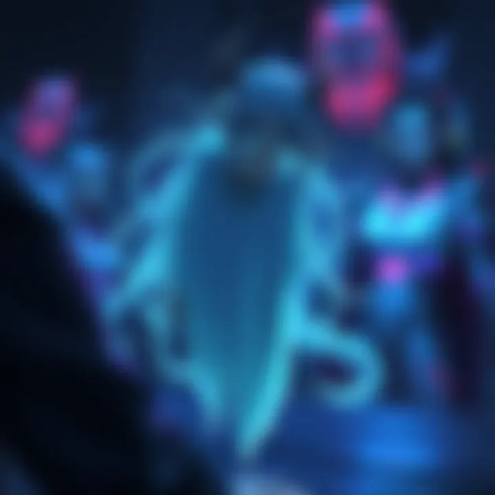 Krasue, a fantasy character with a ghostly appearance, floating in a dark gaming environment. She looks disappointed as players overlook her in the background.