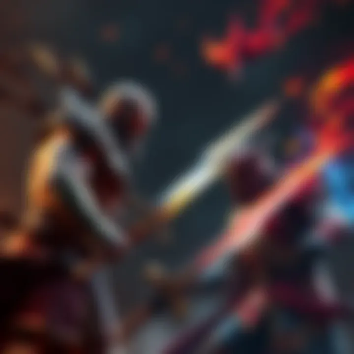 Kratos and the Doom Slayer face off in an intense battle scene, showcasing their weapons and powers.