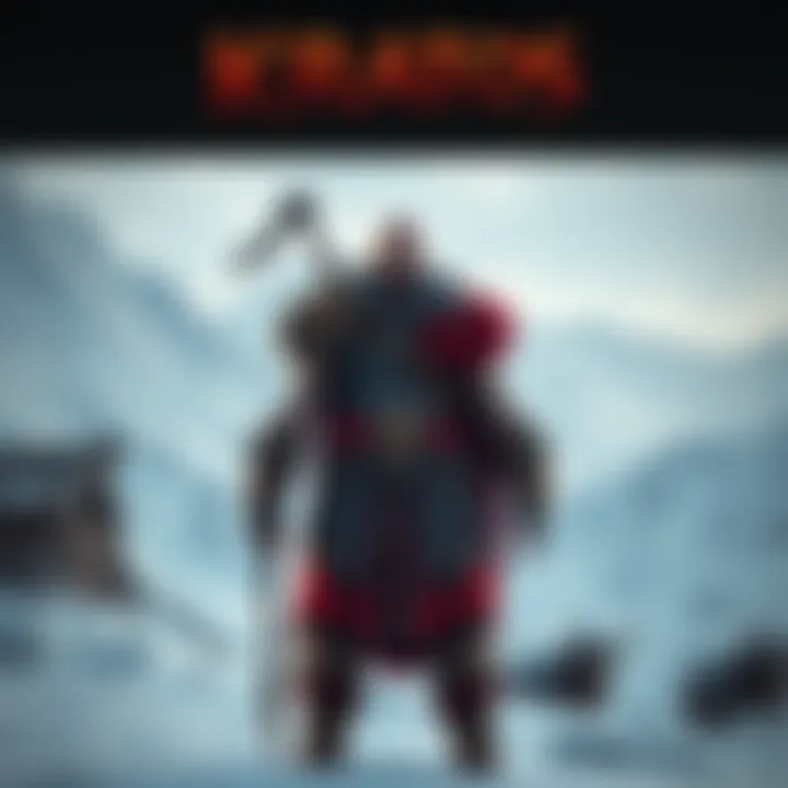 Kratos standing strong in a snowy Viking landscape, ready for battle
