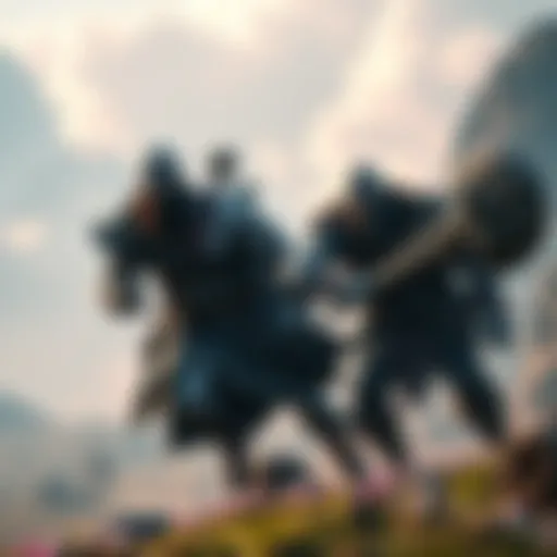 Kratos and Atreus in action Kratos and Atreus battling enemies together in a vibrant Norse landscape